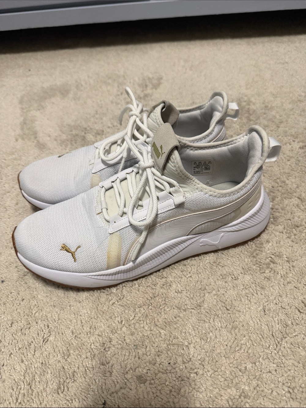 Puma Cream & Gold Mesh Trainer Sneakers
